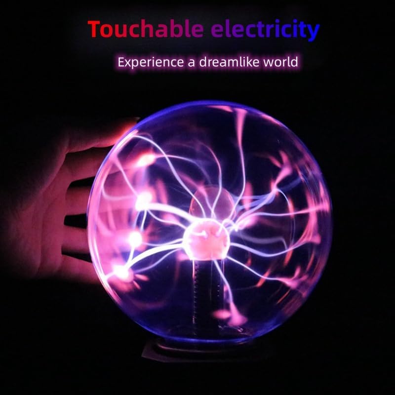 Touch-Sensitive Plasma Ball Lamp with USB Power – Interactive Science Toy & Room Decoration for Kids & Adults, Dimmable LED Light for Parties, Gifts, & Home Decor FJORD