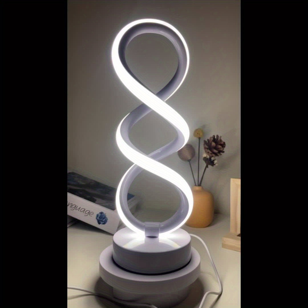 Modern Spiral LED Table Lamp, Dimmable Touch Control, 3200K Warm Light, Eye-Caring Design for Bedroom, Living Room, Office – Adjustable Brightness, Metal Base, Energy-Efficient FJORD