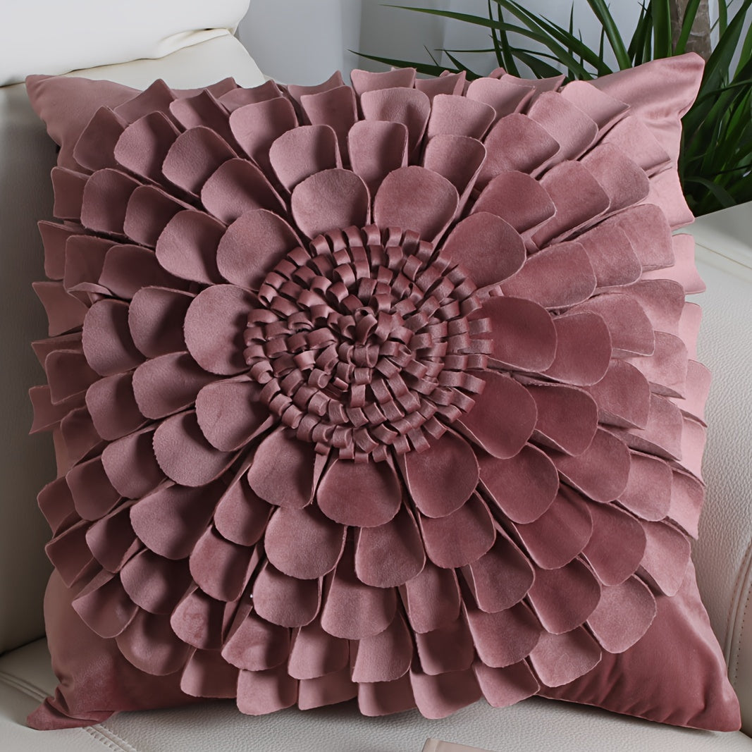 3D Flower Throw Pillow Cover – 18x18 Square, Soft & Washable Polyester, Decorative Cushion for Sofa, Bed, & Living Room – Multi-Color Options