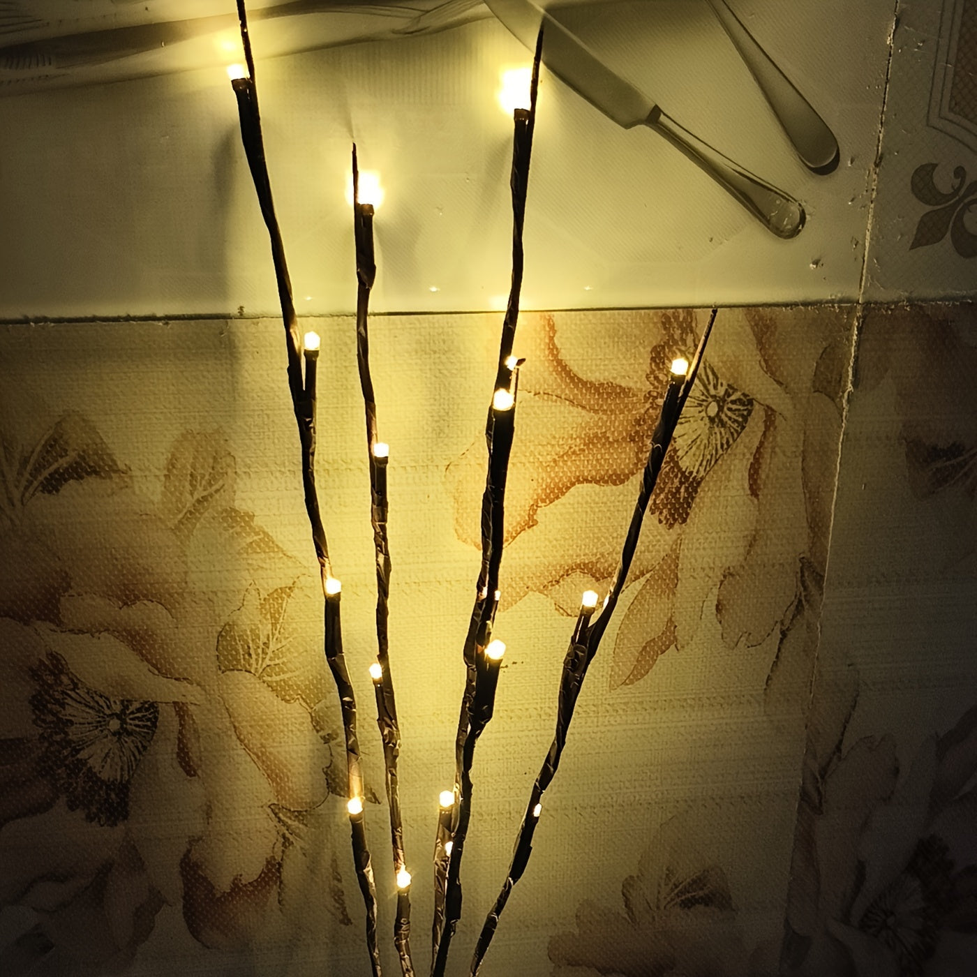 LED Battery-Powered Branch Lights | Indoor Decorative Lighting for Weddings, Restaurants, Parties, Birthdays, Christmas | Plastic Fairy Lights with Branch Design FJORD