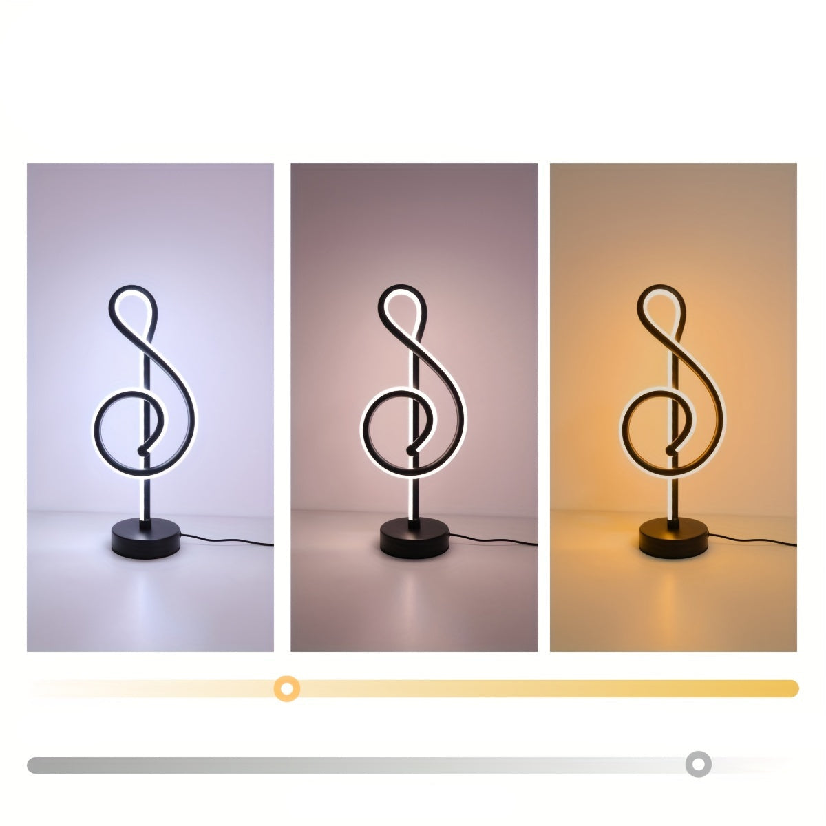 Modern Creative Treble Clef Table Lamp | Adjustable 3-Color LED Desk Light with USB Power | Nightlight for Bedroom, Living Room, Reading, Bar & Café FJORD