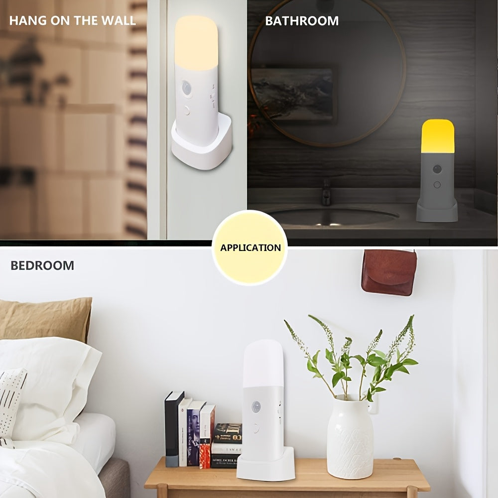 Rechargeable Motion Sensor Night Light – Dimmable, Cordless, Adjustable Brightness, USB Charging, Portable for Bedroom, Bathroom, Hallway FJORD