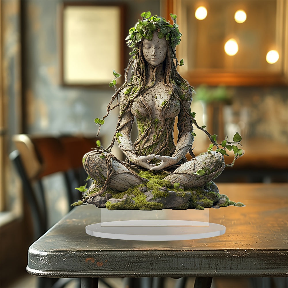 2D Bohemian Goddess Statue - 16.28cm x 19.99cm Acrylic Sculpture for Home & Office, Perfect Gift for Any Occasion