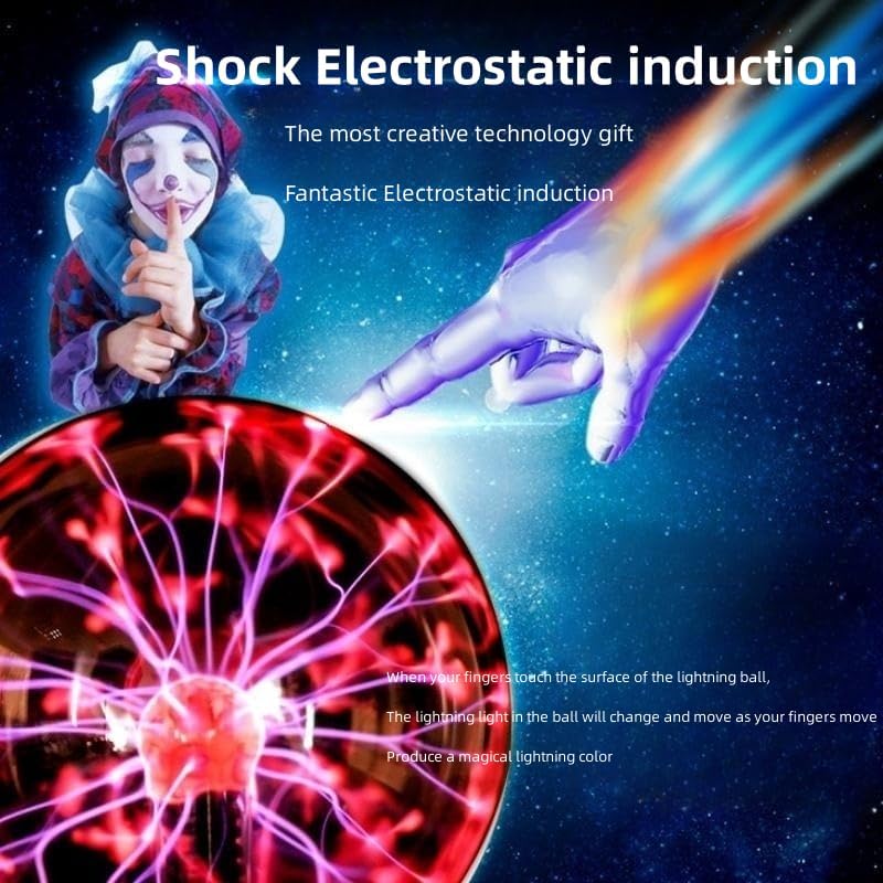 Touch-Sensitive Plasma Ball Lamp with USB Power – Interactive Science Toy & Room Decoration for Kids & Adults, Dimmable LED Light for Parties, Gifts, & Home Decor FJORD