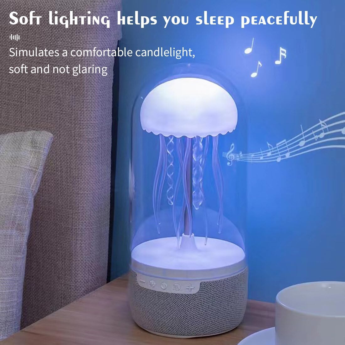 Wireless Jellyfish Mood Lamp Speaker with 7-Color LED Lights, Bluetooth 5.0, and Ambient Sound – Ideal for Home Décor and Relaxation FJORD