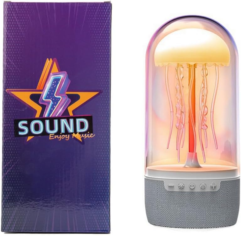 Wireless Jellyfish Mood Lamp Speaker with 7-Color LED Lights, Bluetooth 5.0, and Ambient Sound – Ideal for Home Décor and Relaxation FJORD