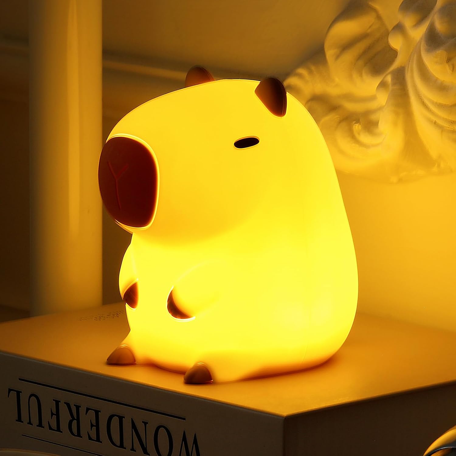 USB Rechargeable Soft Silicone Capybara Night Light | Touch Control, Portable, Adjustable Eye Care Lamp for Bedroom & Desk Decor FJORD