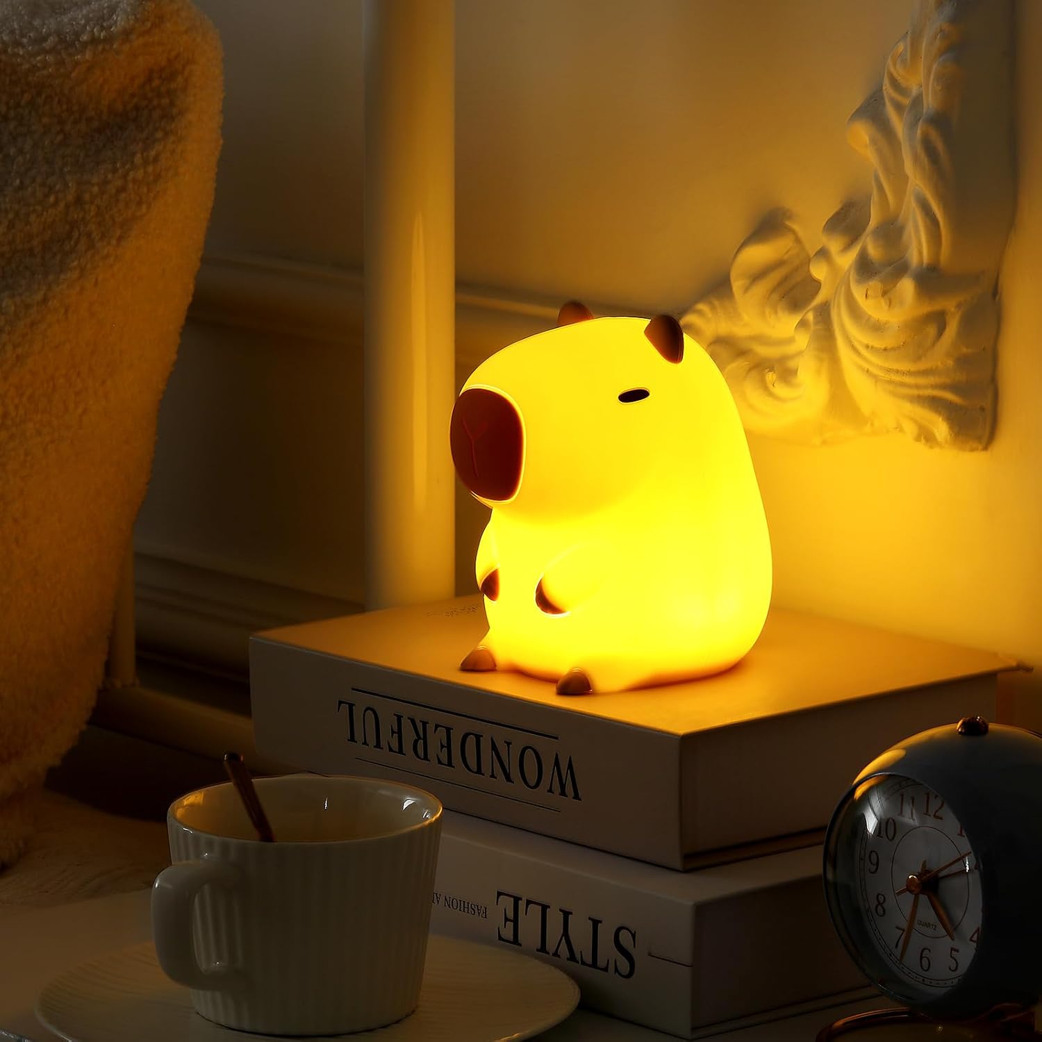 USB Rechargeable Soft Silicone Capybara Night Light | Touch Control, Portable, Adjustable Eye Care Lamp for Bedroom & Desk Decor FJORD