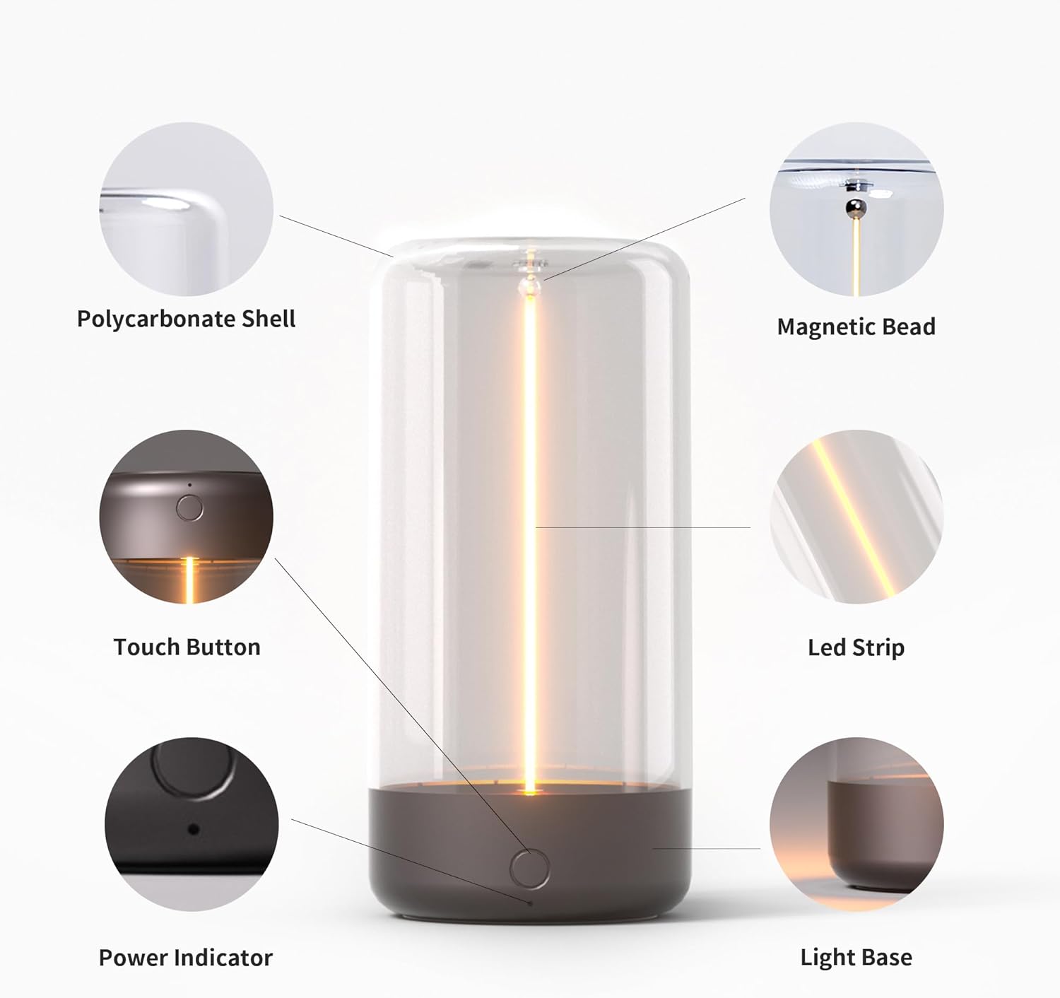 Rechargeable Minimalist LED Table Lamp - Portable, Cordless Night Light for Bedroom, Nursery, Desk - Mood Lighting, Unique Gift Idea FJORD