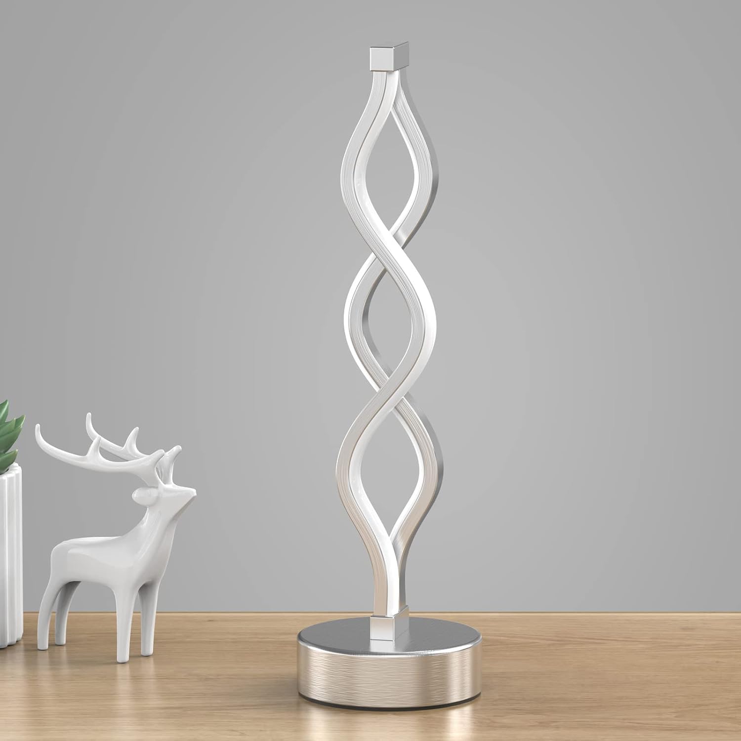 Modern Spiral LED Table Lamp | Touch Control, Dimmable | 3-Color Modes | Bedroom, Office, Living Room Decor FJORD
