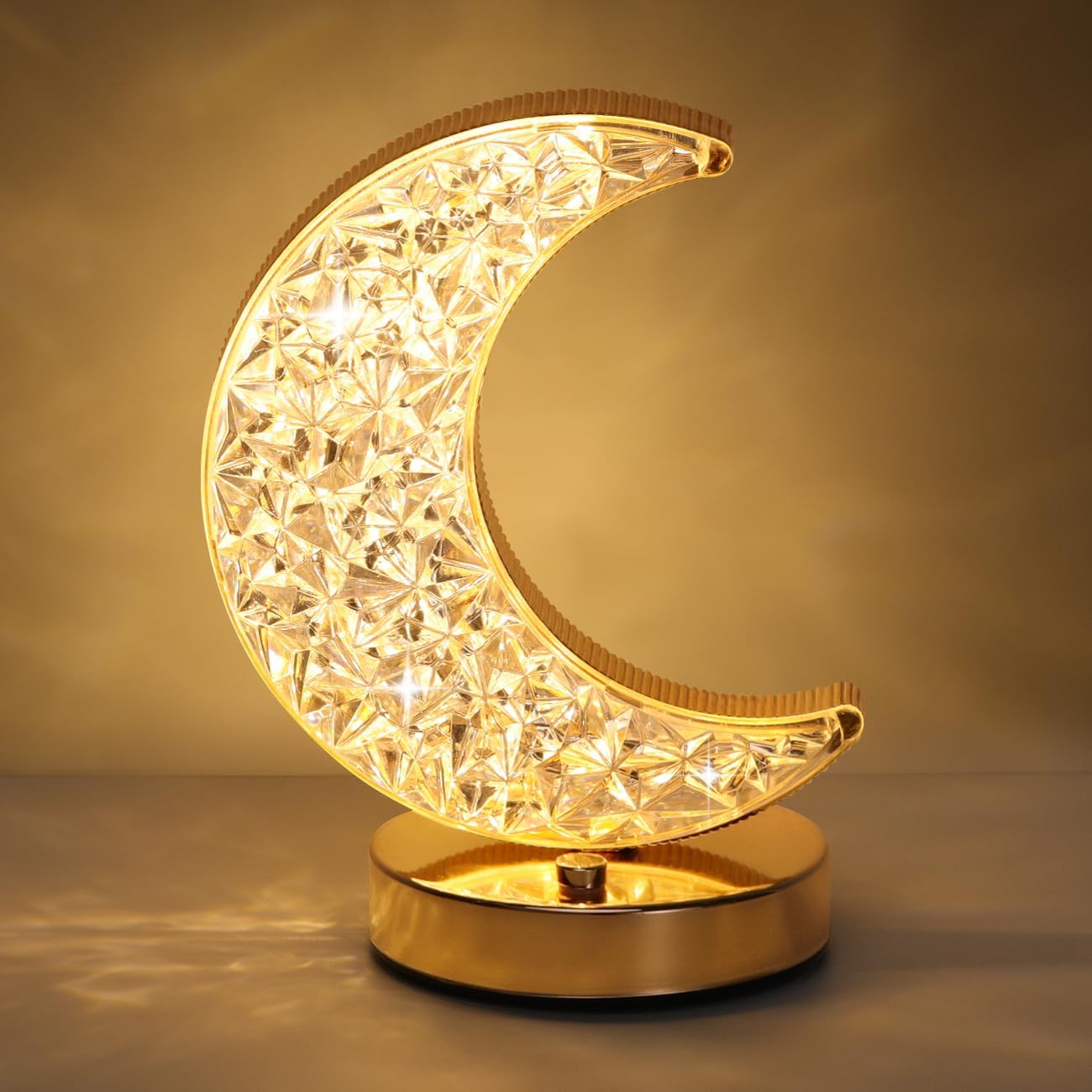 Luxury Oval Crystal Table Lamp – Touch Control, 3-Color Dimmable Night Light, USB Rechargeable, Modern Bedside Lamp for Bedroom, Living Room, Home Decor FJORD