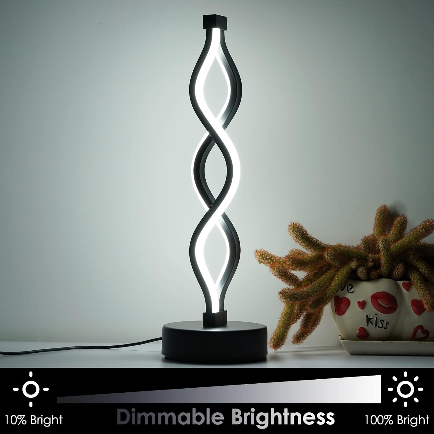 Modern Spiral LED Table Lamp | Touch Control, Dimmable | 3-Color Modes | Bedroom, Office, Living Room Decor FJORD