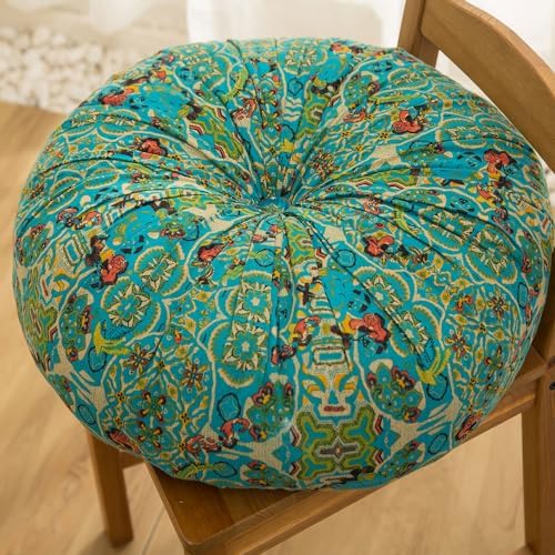 Boho Square Floor Cushion with Pompoms – Thick Polyester Seat Pad, Versatile Chair Cushion for Yoga, Meditation, Living Room, & Garden Seating