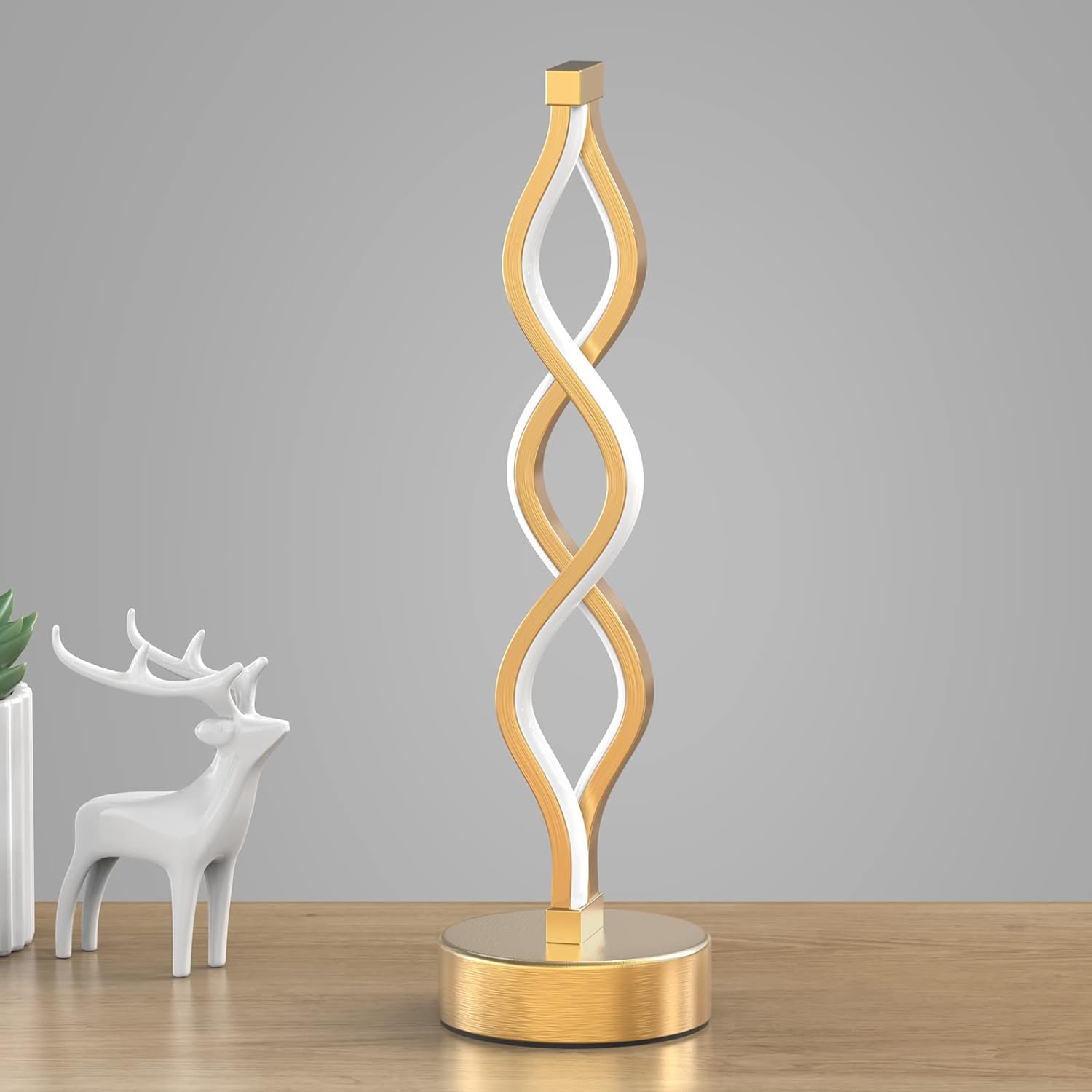Modern Spiral LED Table Lamp | Touch Control, Dimmable | 3-Color Modes | Bedroom, Office, Living Room Decor FJORD