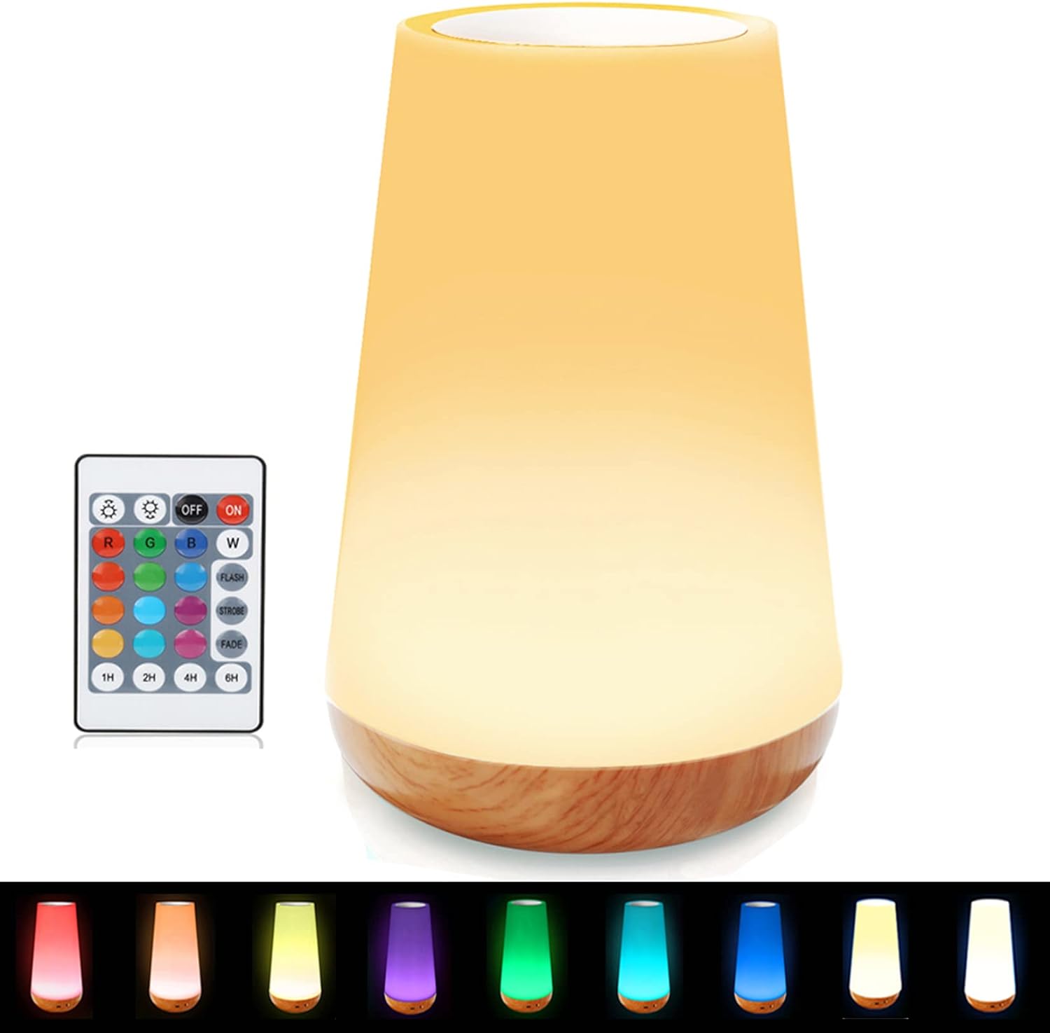 LED Touch Night Light – Dimmable, USB Rechargeable with Remote Control, 8 Colors, Timer, Portable Bedside Lamp for Bedroom, Living Room, Kids, Camping FJORD