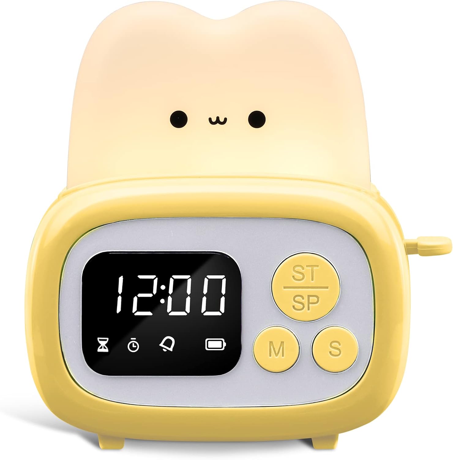 Adjustable LED Bedside Alarm Clock with Night Light, USB Rechargeable, 1200mAh Battery, Button Control, Plastic Shade – Ideal for Bedroom Tabletop Use