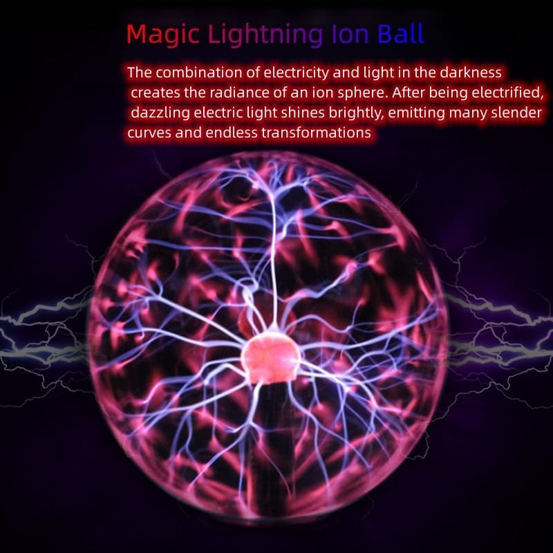 Touch-Sensitive Plasma Ball Lamp with USB Power – Interactive Science Toy & Room Decoration for Kids & Adults, Dimmable LED Light for Parties, Gifts, & Home Decor FJORD