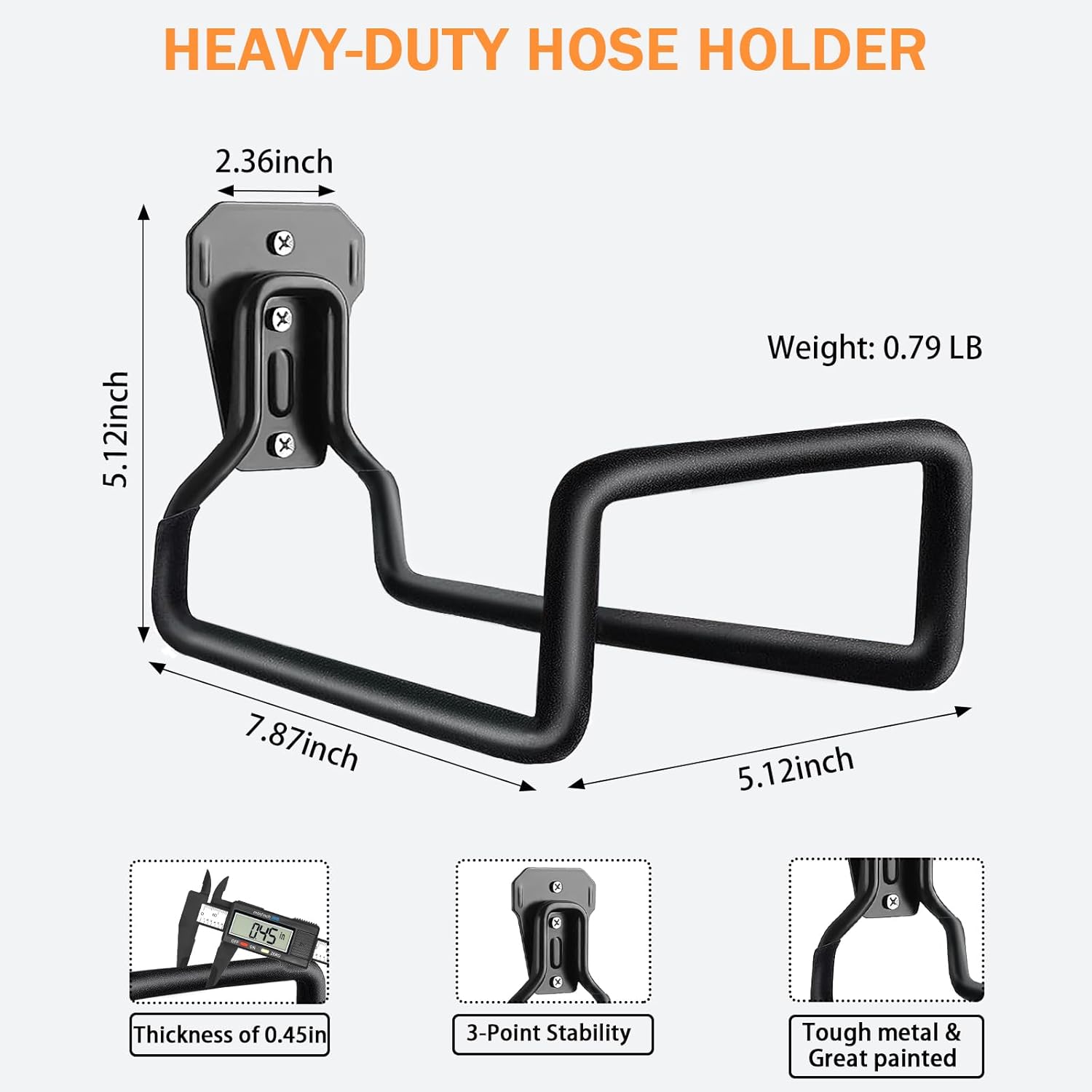 Heavy-Duty Garden Hose Holder - Rust-Resistant Wall-Mount Storage Rack, Durable and Easy Install for Outdoor/Indoor Hose Organization - Includes Screws, Space-Saving Solution for Yard, Garage & Garden FJORD