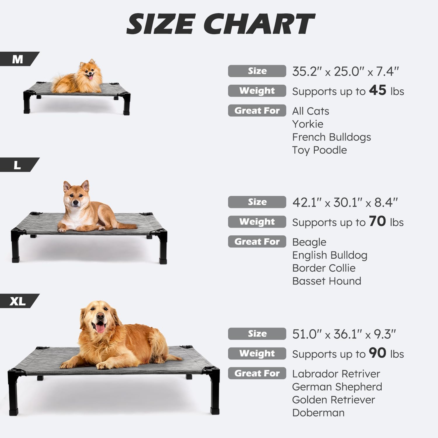 Breathable Elevated Dog Bed with Non-Slip Metal Frame FJORD