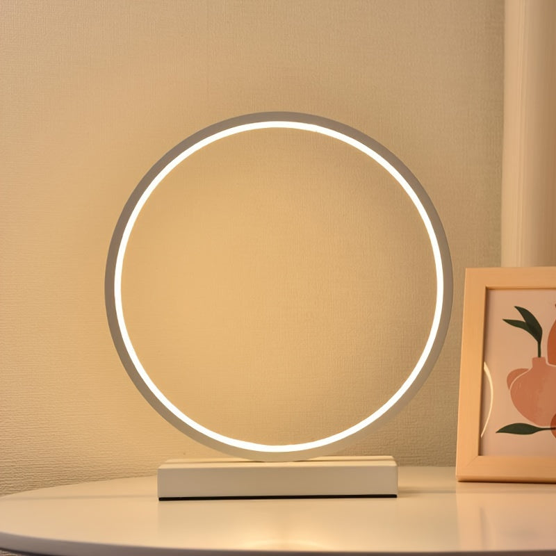 Nordic Vintage Bedside Table Lamp | USB-Powered Round LED Desk Light | Matte Finish, Metal & Plastic, Switch Control - Black/White FJORD