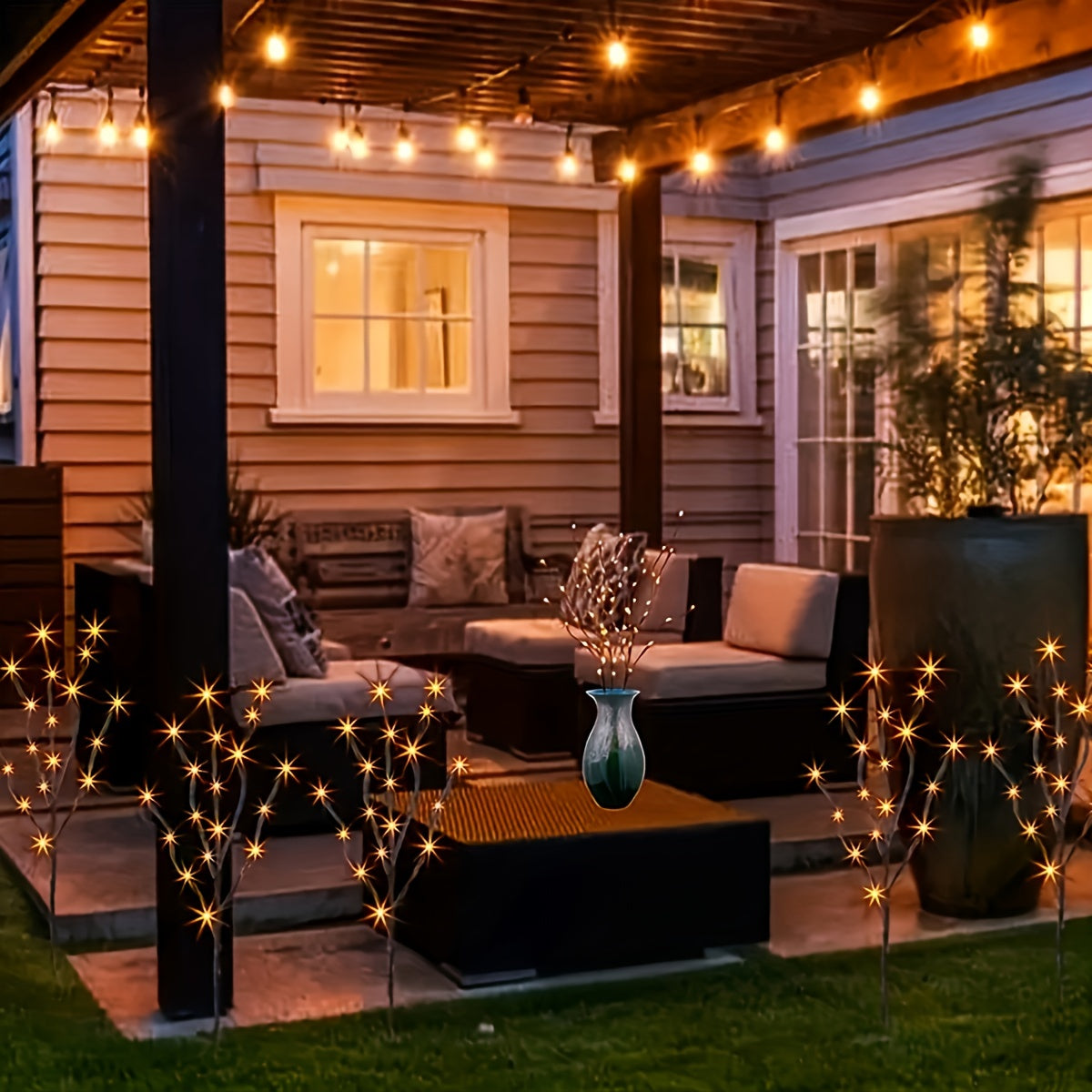 LED Battery-Powered Branch Lights | Indoor Decorative Lighting for Weddings, Restaurants, Parties, Birthdays, Christmas | Plastic Fairy Lights with Branch Design FJORD