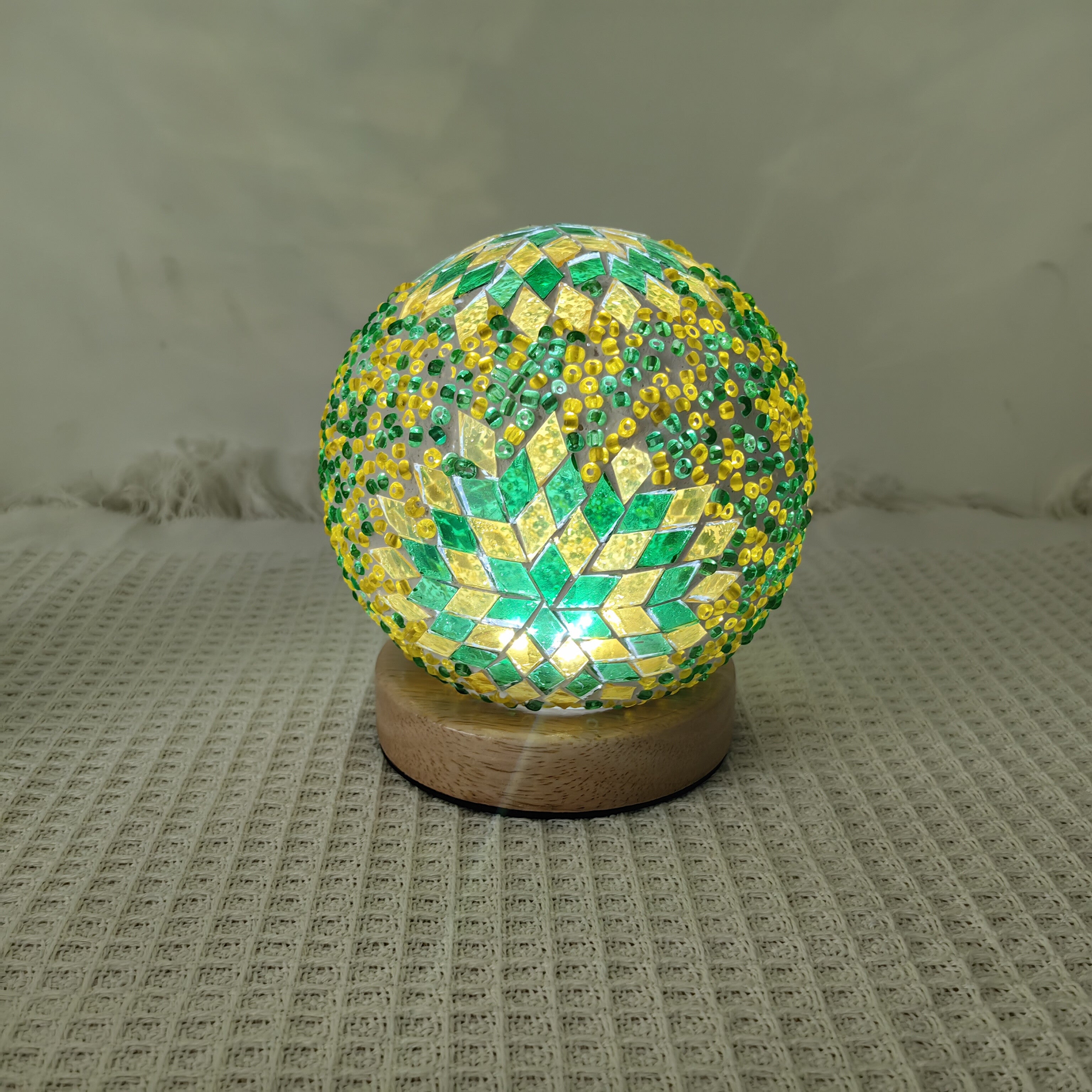 Bohemian Moon Ball Night Light – Color Changing LED with Wooden Stand, Dimmer, Perfect for Bedroom, Living Room & Unique Gifts – 3.9” Crystal Globe