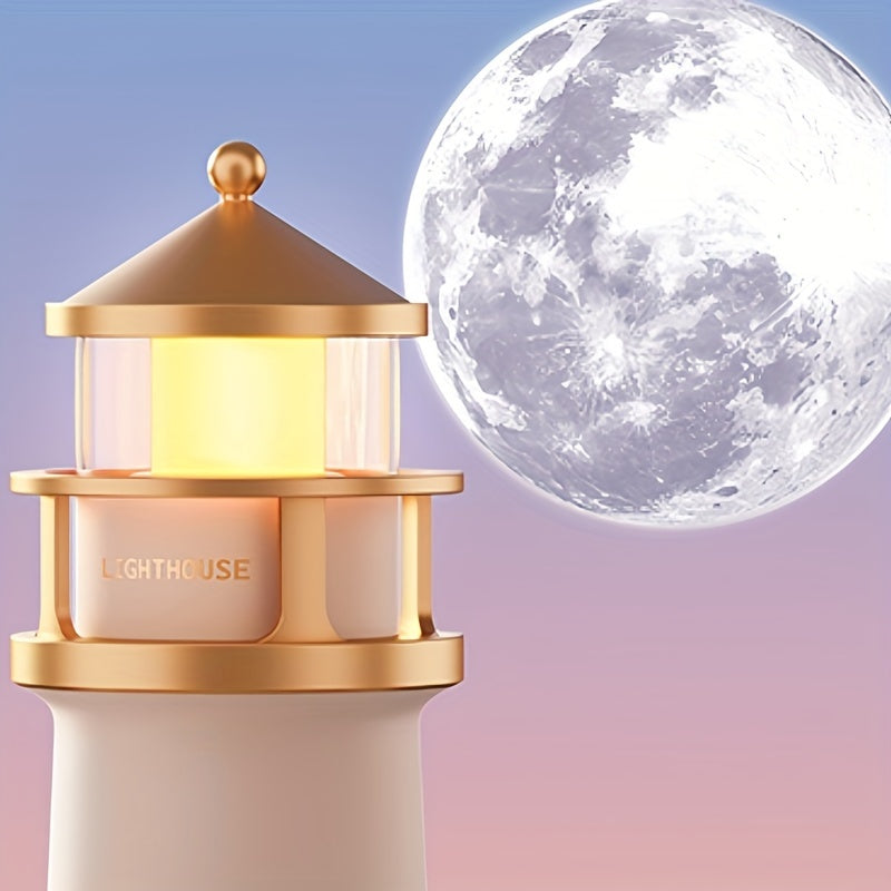 Lighthouse Night Light with Moon Projection, Bluetooth & Remote Control, USB Rechargeable, Ideal for Home Decor, Gift for Christmas & Birthdays FJORD