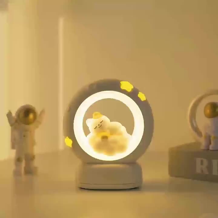 USB Rechargeable Sleeping Cat Night Light | 3-Level Brightness & Touch Control | LED Table Lamp for Bedroom & Living Room FJORD