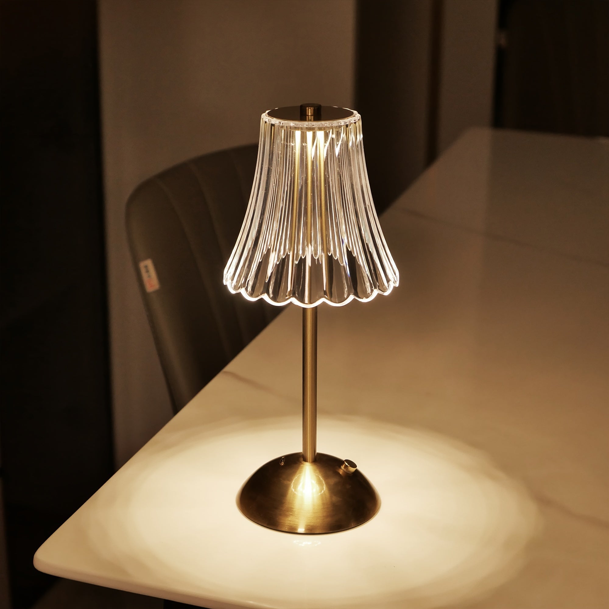 Modern LED Crystal Table Lamp - Touch Control, Tri-Tone Lighting, Rechargeable Battery FJORD