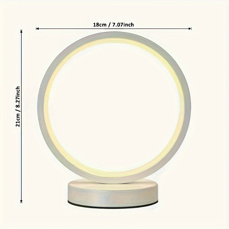 Nordic Vintage Bedside Table Lamp | USB-Powered Round LED Desk Light | Matte Finish, Metal & Plastic, Switch Control - Black/White FJORD
