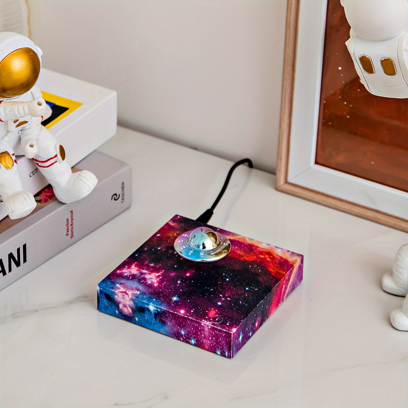 Magnetic Levitating UFO Lamp – Rotating LED Lights with RGB Galaxy Base, Touch Control, Unique Floating Desk & Room Decor – Ideal Gift for Christmas & Office FJORD
