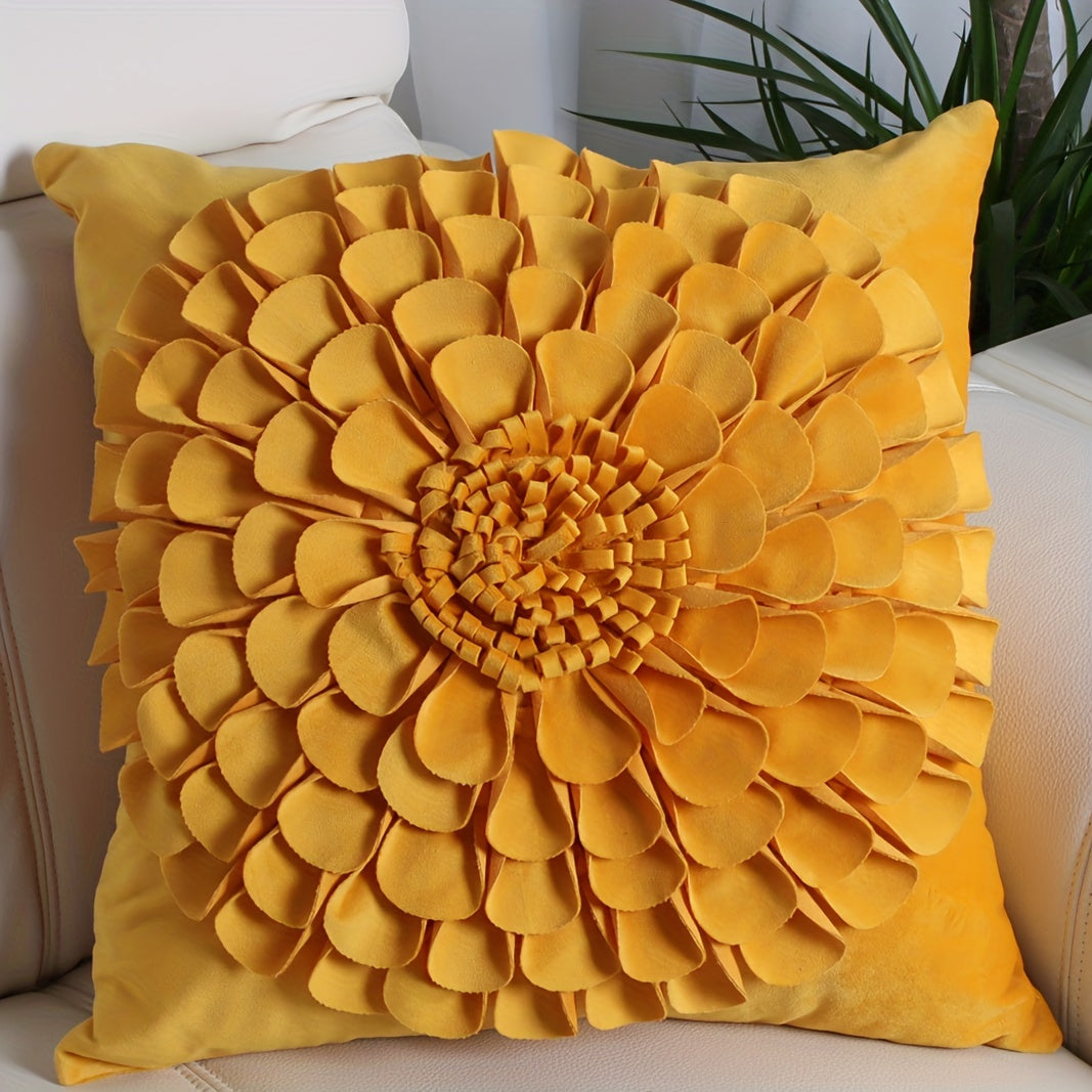 3D Flower Throw Pillow Cover – 18x18 Square, Soft & Washable Polyester, Decorative Cushion for Sofa, Bed, & Living Room – Multi-Color Options