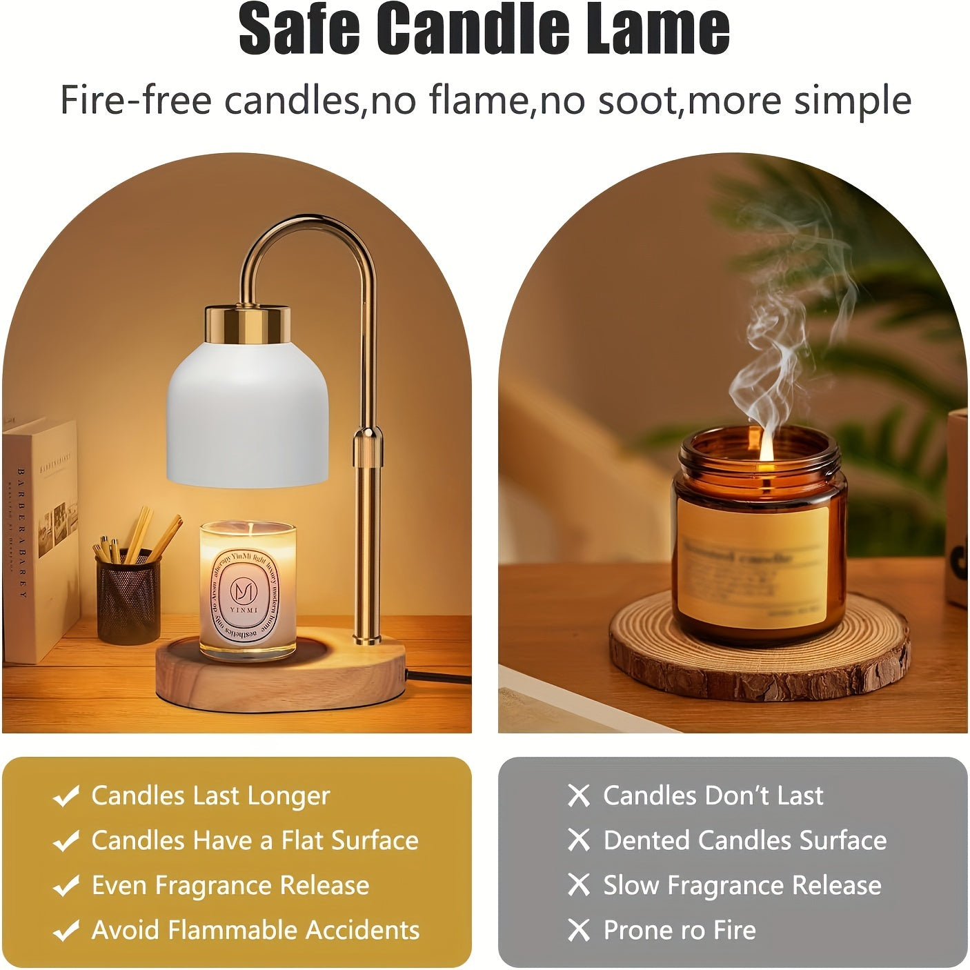 Adjustable Height Dimmable Candle Warmer Lamp with Timer & 2 Bulbs – Compatible with Large Jar Candles – Flameless Scented Wax Melter for Home Décor & Relaxation – Ideal Gift for Mother's Day