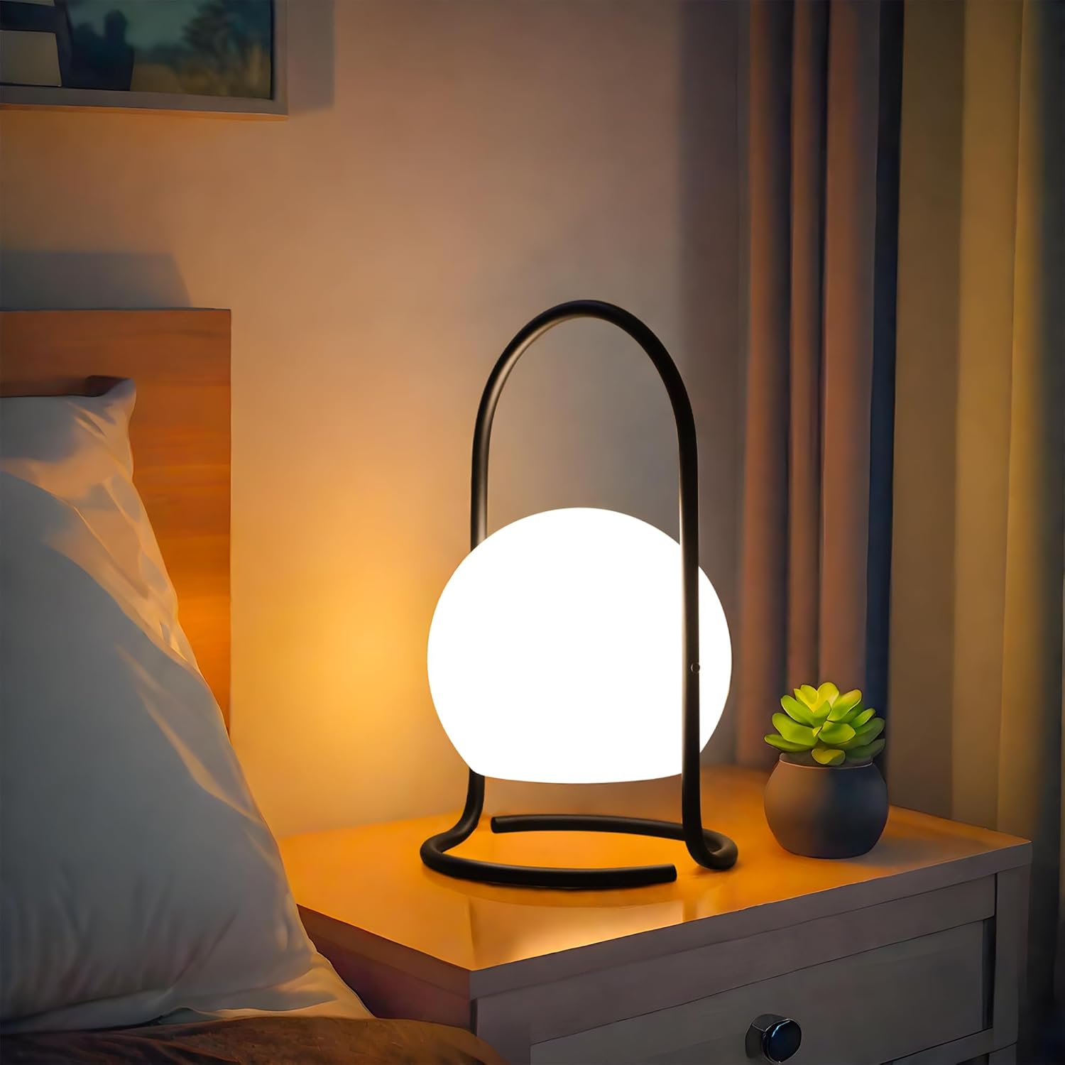 Wireless LED Table Lamp – Rechargeable, Dimmable, USB-C Charging FJORD