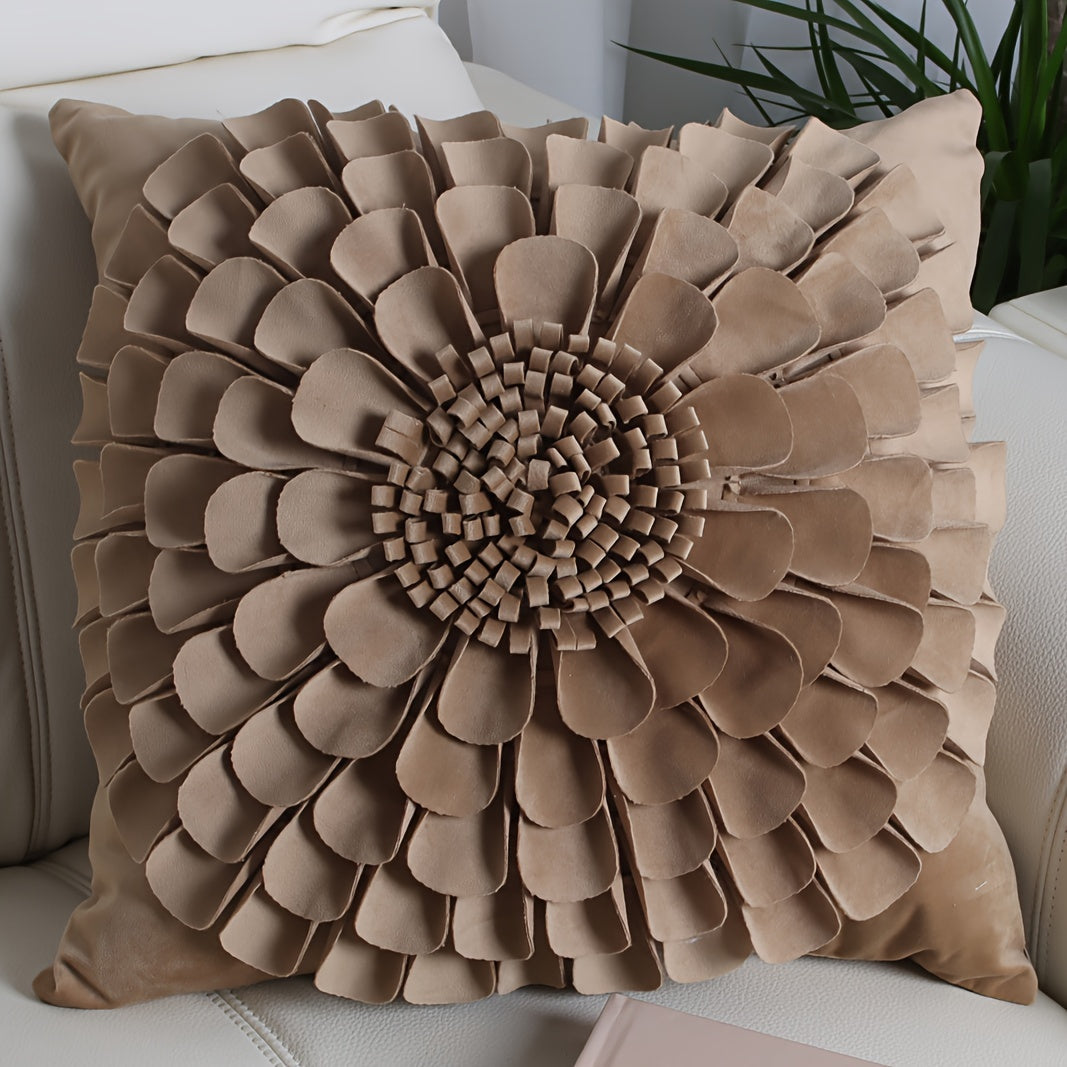 3D Flower Throw Pillow Cover – 18x18 Square, Soft & Washable Polyester, Decorative Cushion for Sofa, Bed, & Living Room – Multi-Color Options