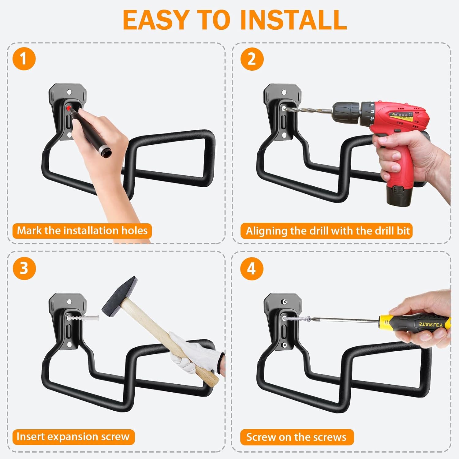 Heavy-Duty Garden Hose Holder - Rust-Resistant Wall-Mount Storage Rack, Durable and Easy Install for Outdoor/Indoor Hose Organization - Includes Screws, Space-Saving Solution for Yard, Garage & Garden FJORD