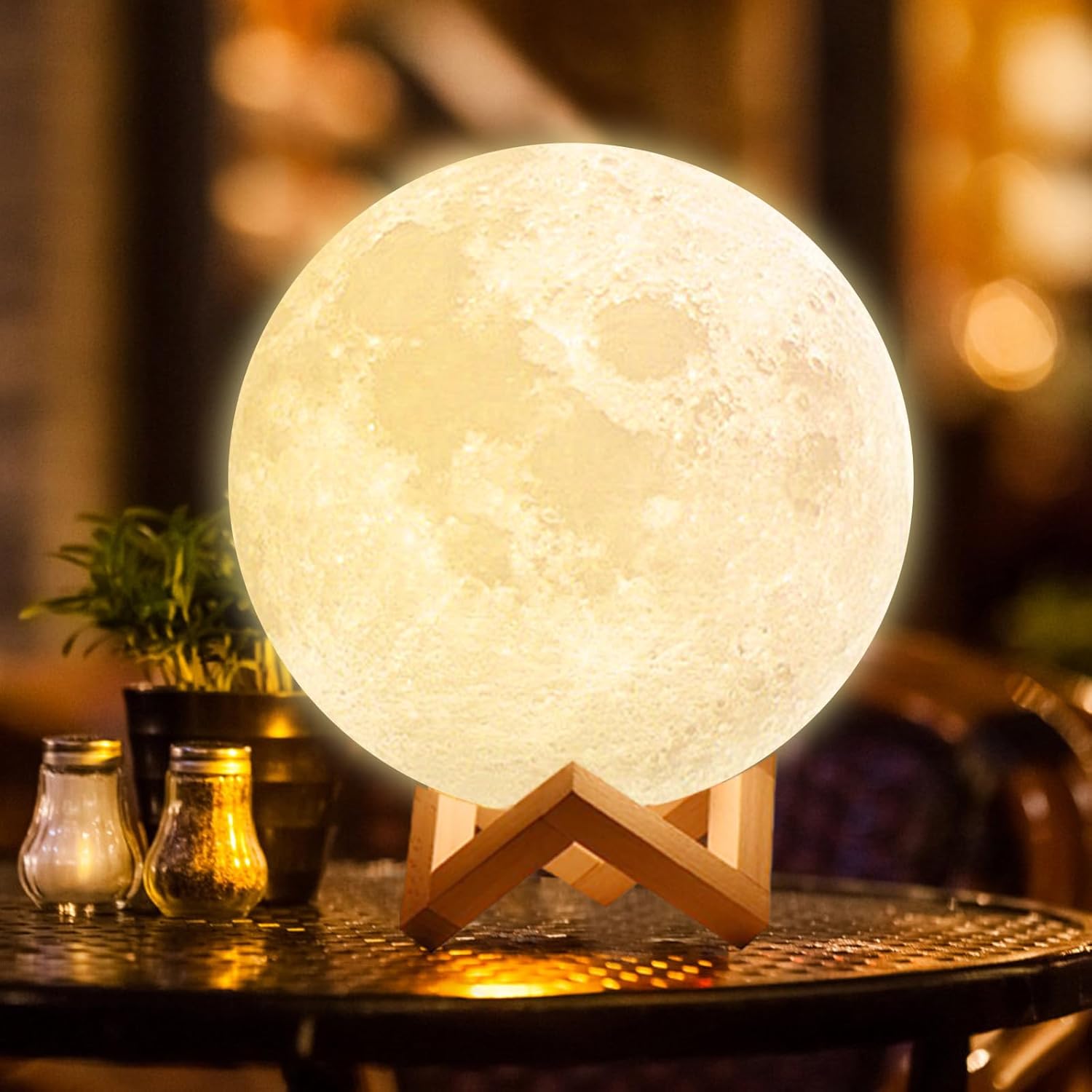 3D Printed Rechargeable Moon Lamp 16 Colors | 5.9 Inch LED Night Light with Remote | Bedroom Decor, Gifts for Kids & Adults, Table Lamp