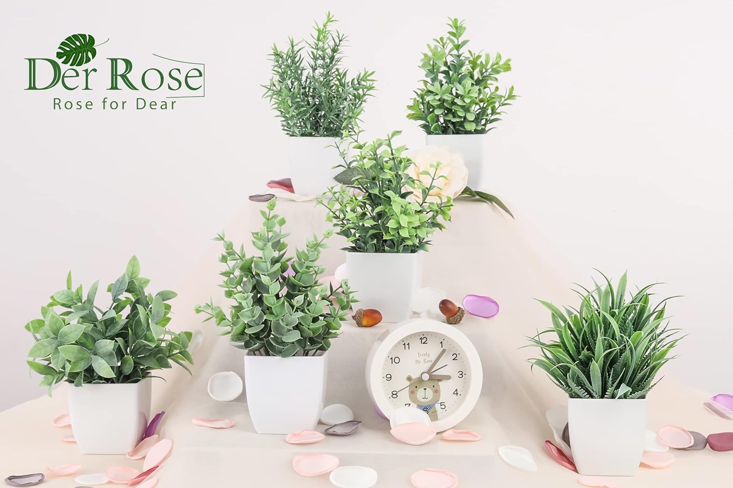 6 Pack Small Artificial Plants | Faux Potted Plants for Indoor Decor FJORD