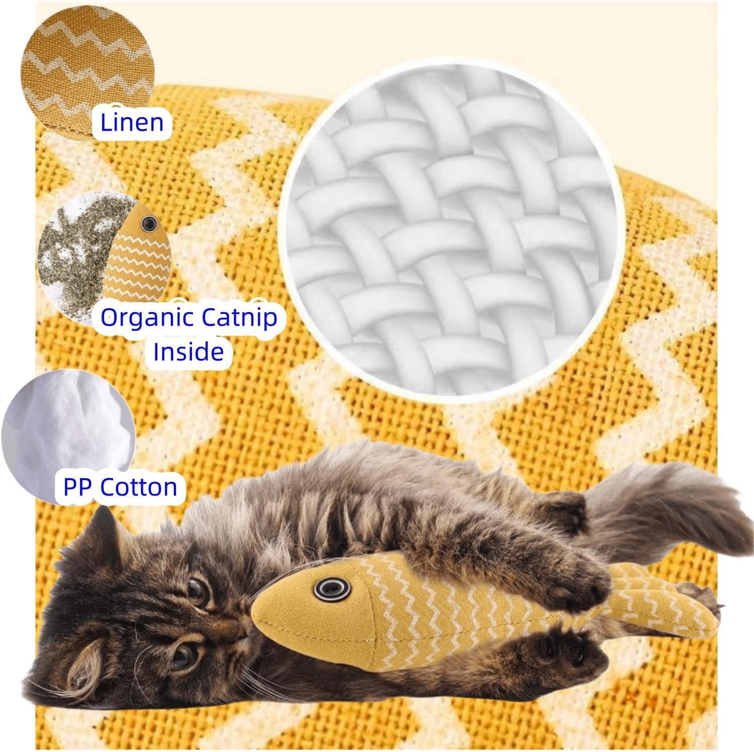 6 Pack Plush Cat Chew Toys – Durable, Interactive & Catnip-Infused FJORD