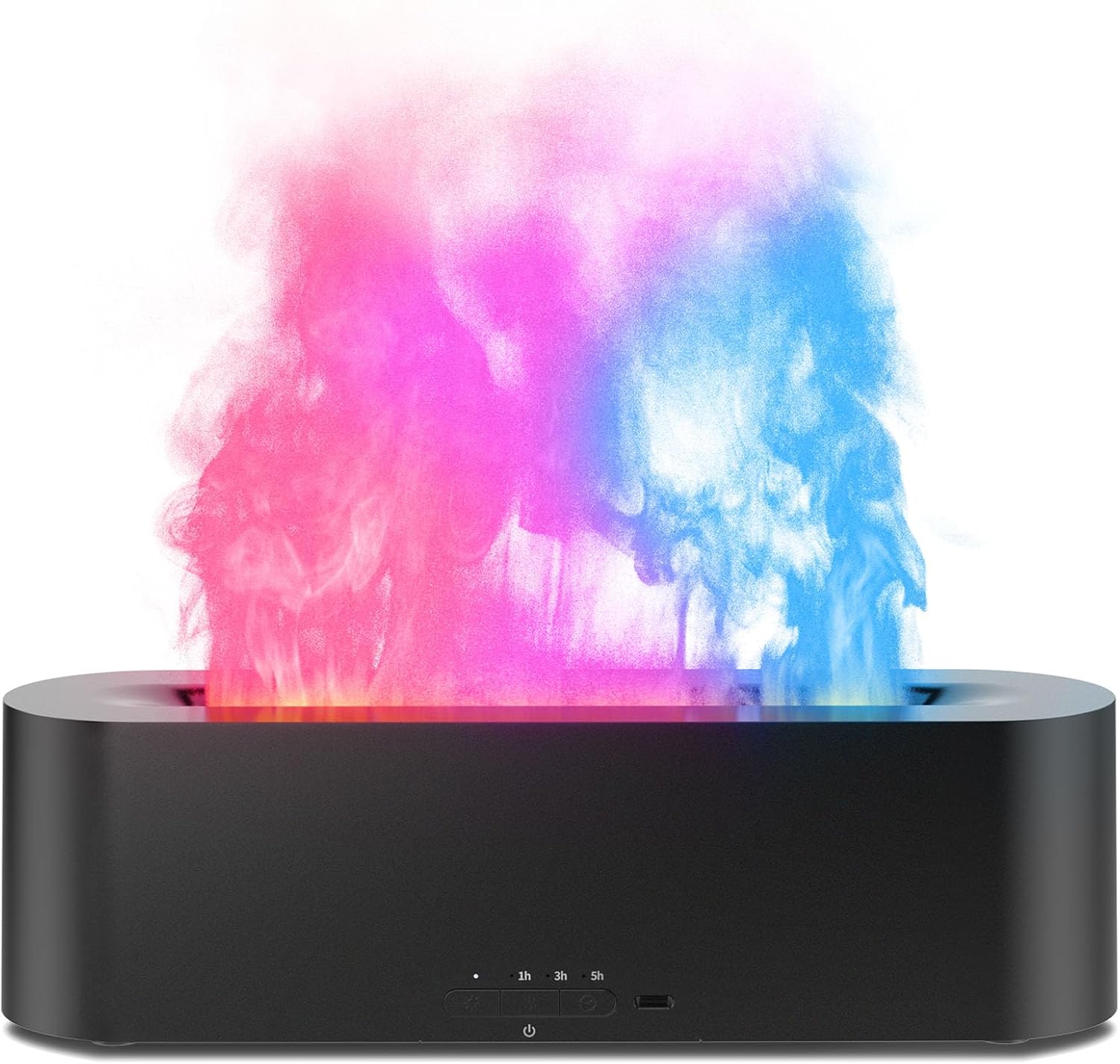 USB Aromatherapy Flame Humidifier - 7 Color LED, Quiet Essential Oil Diffuser for Bedroom & Office, Auto-Off, Adjustable Mist, 180mL Capacity FJORD