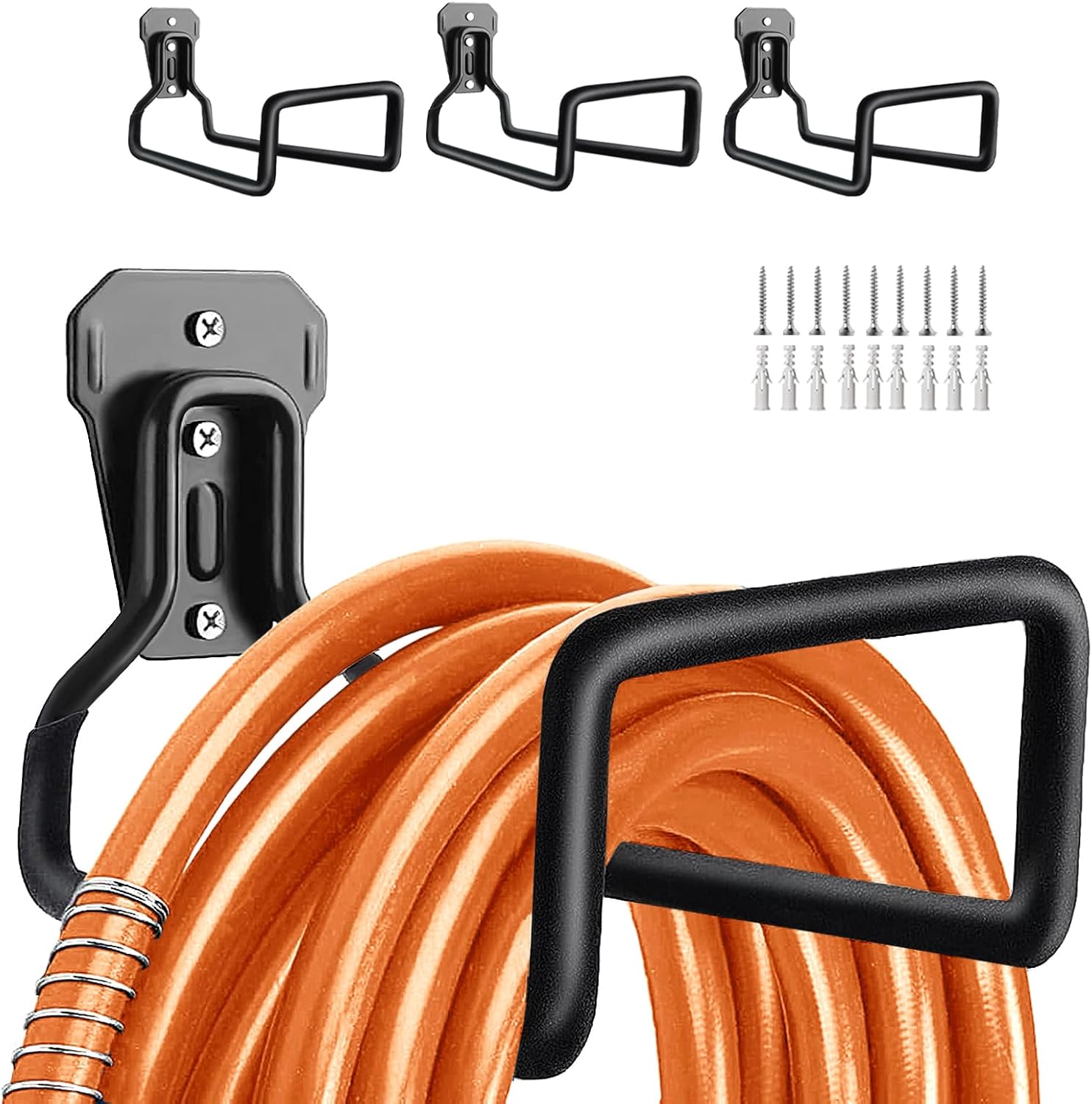 Heavy-Duty Garden Hose Holder - Rust-Resistant Wall-Mount Storage Rack, Durable and Easy Install for Outdoor/Indoor Hose Organization - Includes Screws, Space-Saving Solution for Yard, Garage & Garden FJORD