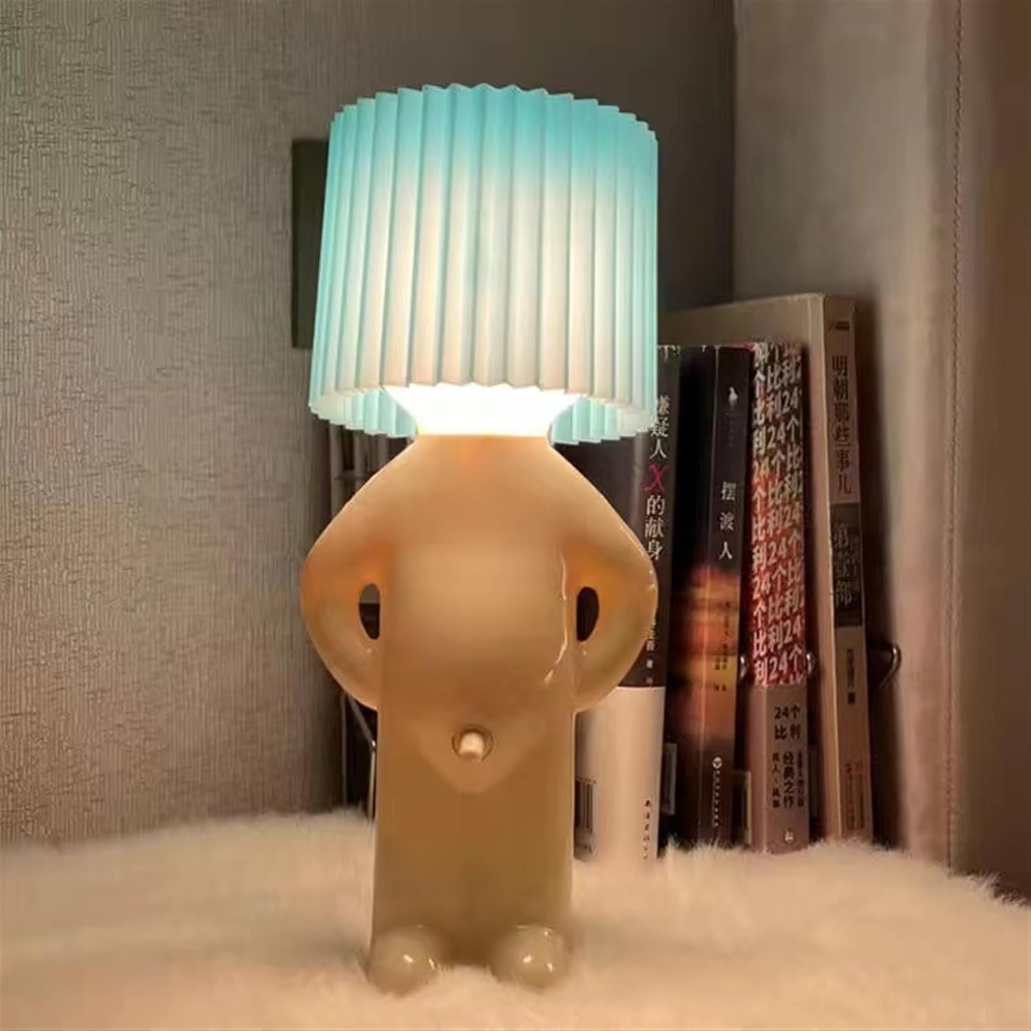 LED Desk Lamp - Boy-Shaped USB Powered with Unique Switch Design, Soft Warm Light for Bedroom, Office, Kids Room, 11.4 x 4.9 inches FJORD