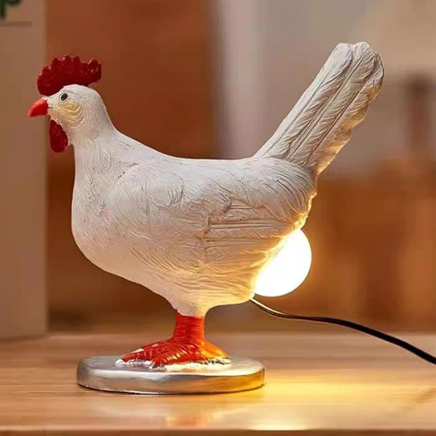 Lifelike Chicken Egg Lamp, 3D LED Resin Night Light with USB, Funny Home Decor & Stress Relief Gift for Adults, Creative Easter & Holiday Present FJORD
