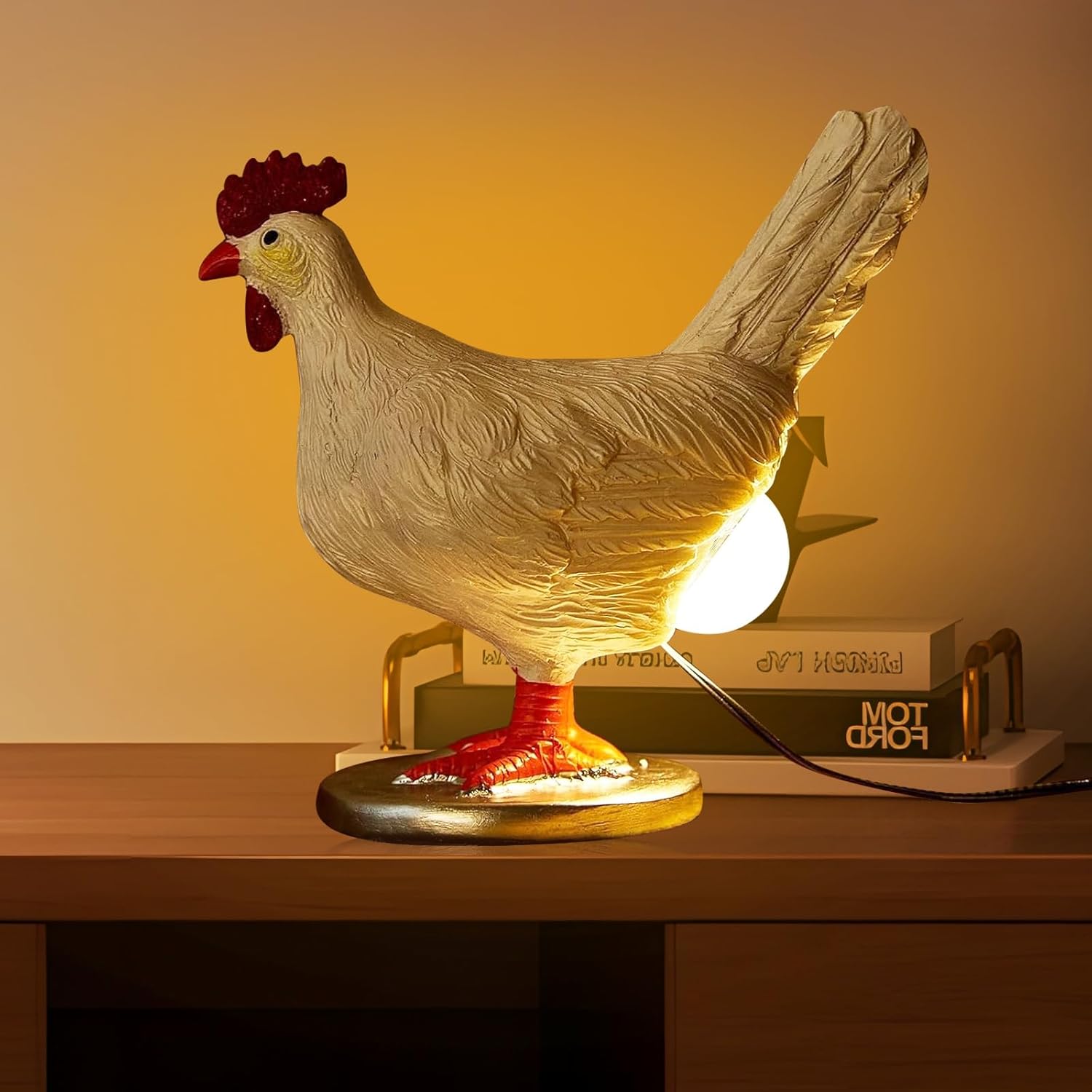 Lifelike Chicken Egg Lamp, 3D LED Resin Night Light with USB, Funny Home Decor & Stress Relief Gift for Adults, Creative Easter & Holiday Present FJORD