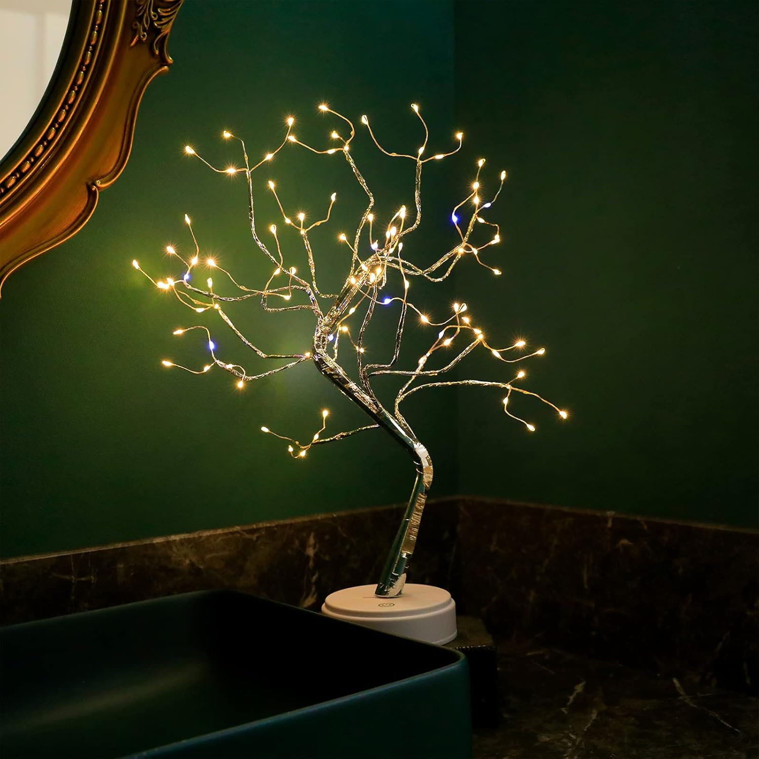 Golden Leaf LED Bonsai Tree Light - Warm White, Battery/USB Powered, DIY Adjustable Branches for Room & Holiday Decor, Christmas, New Year, Bedroom & Gift FJORD