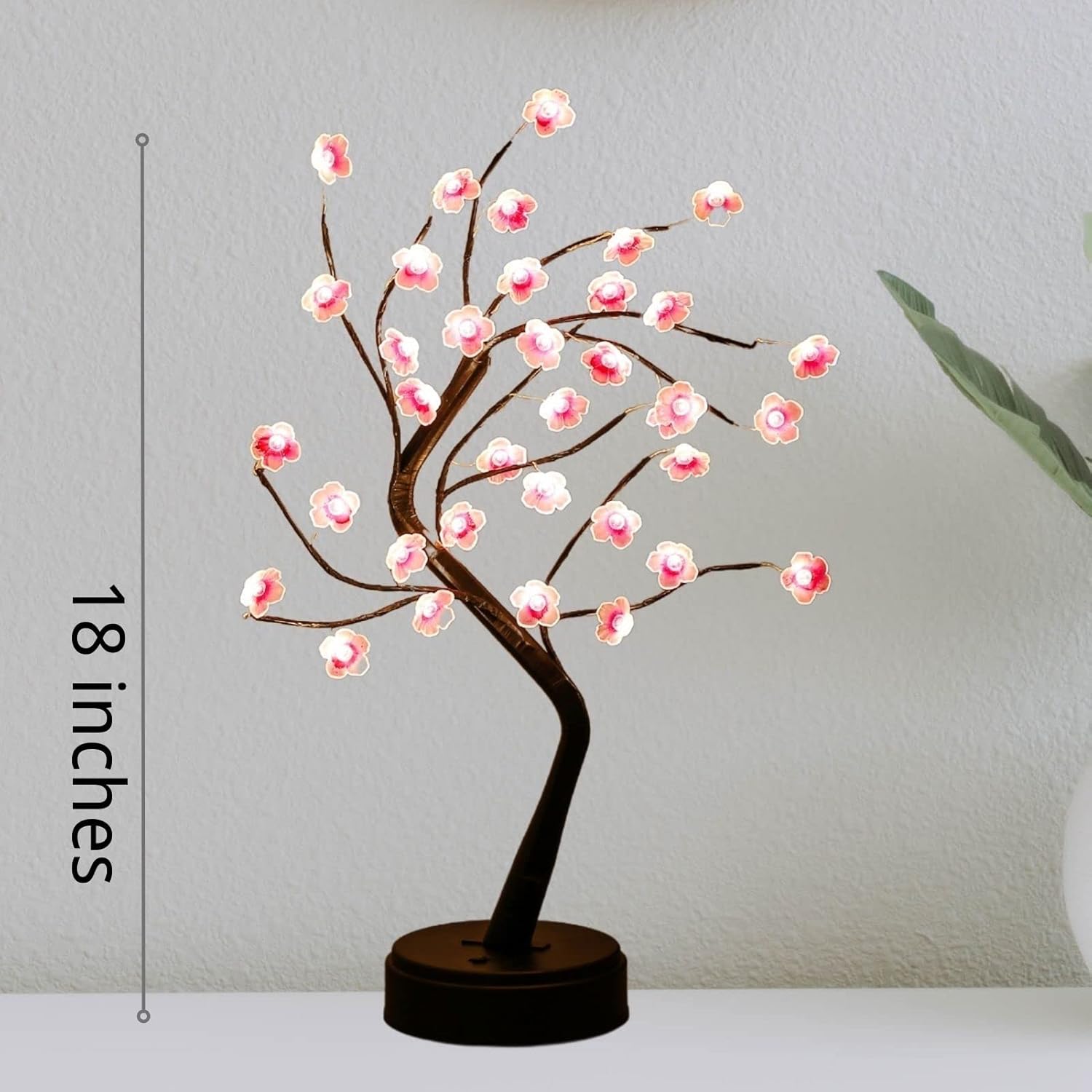 Cherry Blossom LED Bonsai Tree Lamp | 18" Adjustable Branches, USB/AA Powered | Perfect for Bedroom, Wedding, Home & Party Decor | Elegant Night Light with 36 LED Lights FJORD