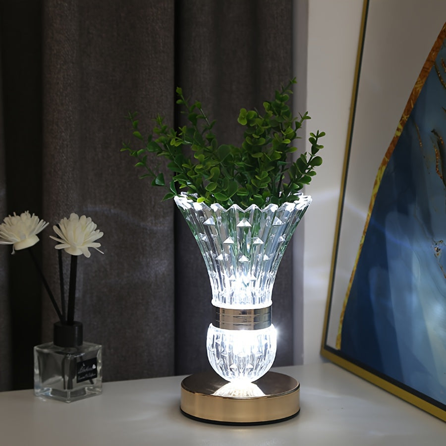 DIY Vase Table Lamp, LED Rechargeable Touch Dimmable Flower Lamp, USB Night Light for Bedroom, Living Room & Office Decor FJORD