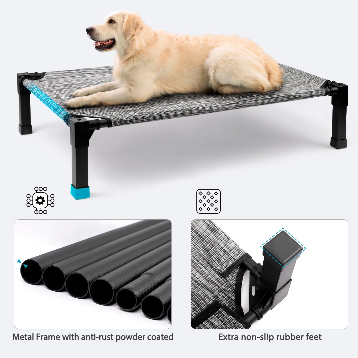 Breathable Elevated Dog Bed with Non-Slip Metal Frame FJORD