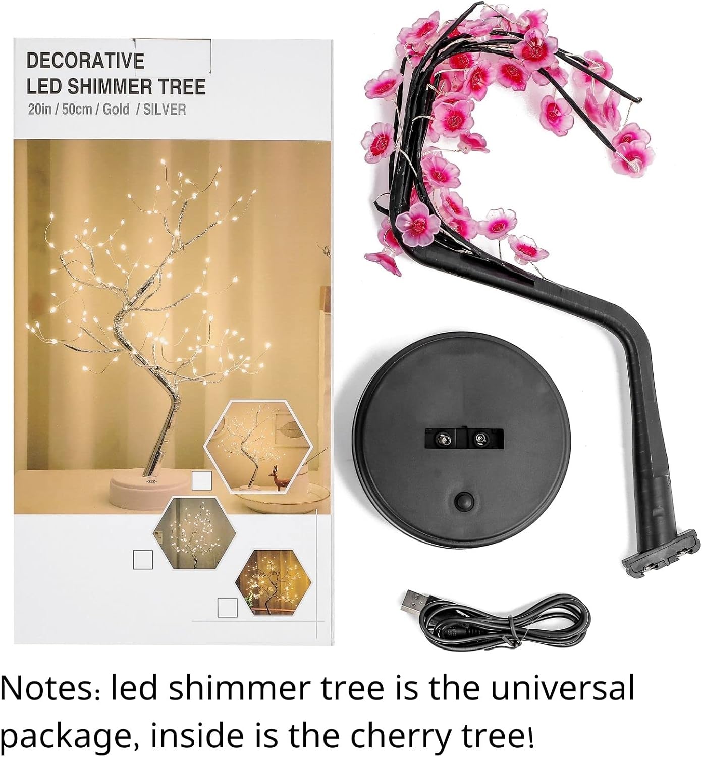 Cherry Blossom LED Bonsai Tree Lamp | 18" Adjustable Branches, USB/AA Powered | Perfect for Bedroom, Wedding, Home & Party Decor | Elegant Night Light with 36 LED Lights FJORD