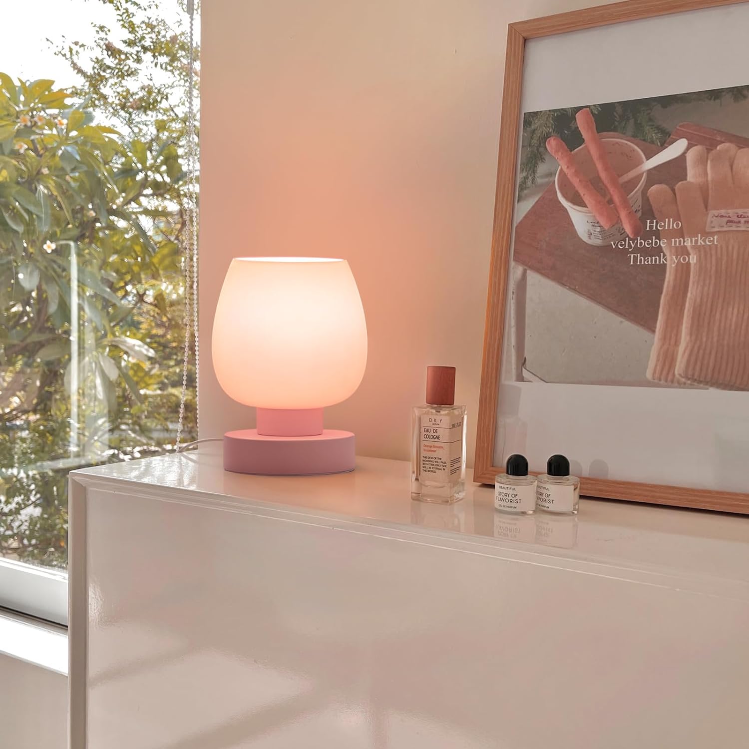 Touch Bedside Table Lamps Set of 2 - Modern Nightstand Lamps with USB C & A Ports, 3-Way Dimmable, White Opal Glass Shades, 3000K LED Bulbs - Elegant Bedroom Lighting FJORD
